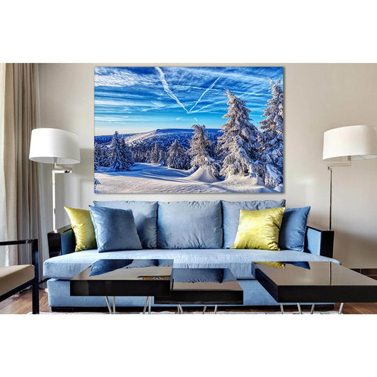Winter Mountain Nature №SL1075 Ready to Hang Canvas Print - Zellart Canvas Prints 0new, ALL_Products, Trees Wall Art