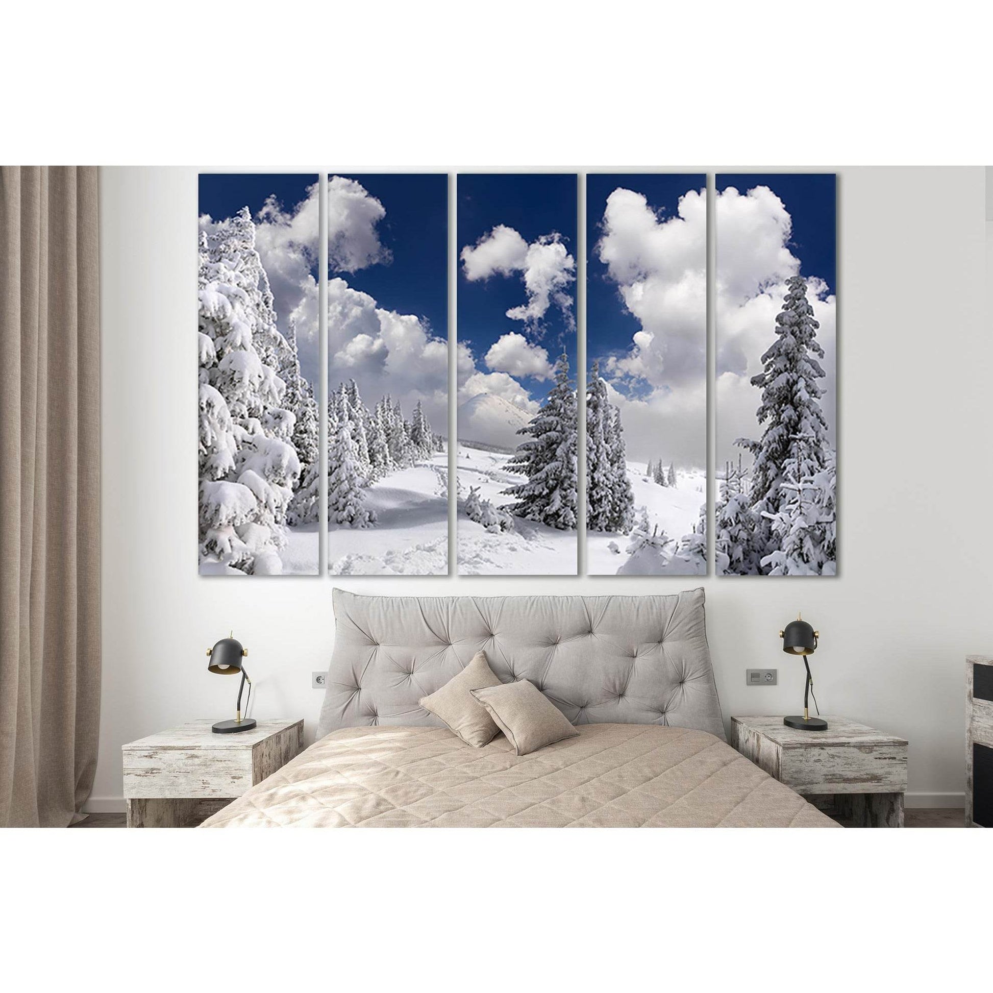 Winter Spruce Snow And Clouds №SL1069 Ready to Hang Canvas Print - Zellart Canvas Prints 0new, ALL_Products, Trees Wall Art