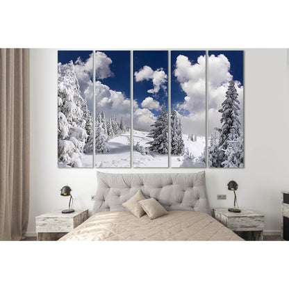 Winter Spruce Snow And Clouds №SL1069 Ready to Hang Canvas Print - Zellart Canvas Prints 0new, ALL_Products, Trees Wall Art