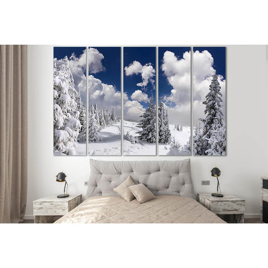 Winter Spruce Snow And Clouds №SL1069 Ready to Hang Canvas Print - Zellart Canvas Prints 0new, ALL_Products, Trees Wall Art