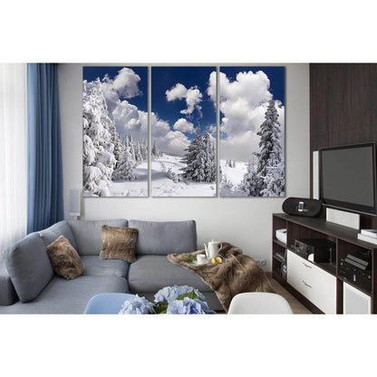Winter Spruce Snow And Clouds №SL1069 Ready to Hang Canvas Print - Zellart Canvas Prints 0new, ALL_Products, Trees Wall Art