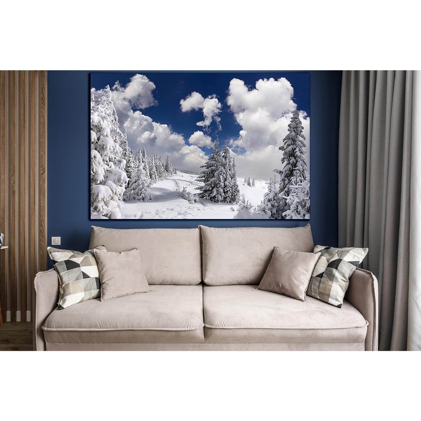 Winter Spruce Snow And Clouds №SL1069 Ready to Hang Canvas Print - Zellart Canvas Prints 0new, ALL_Products, Trees Wall Art