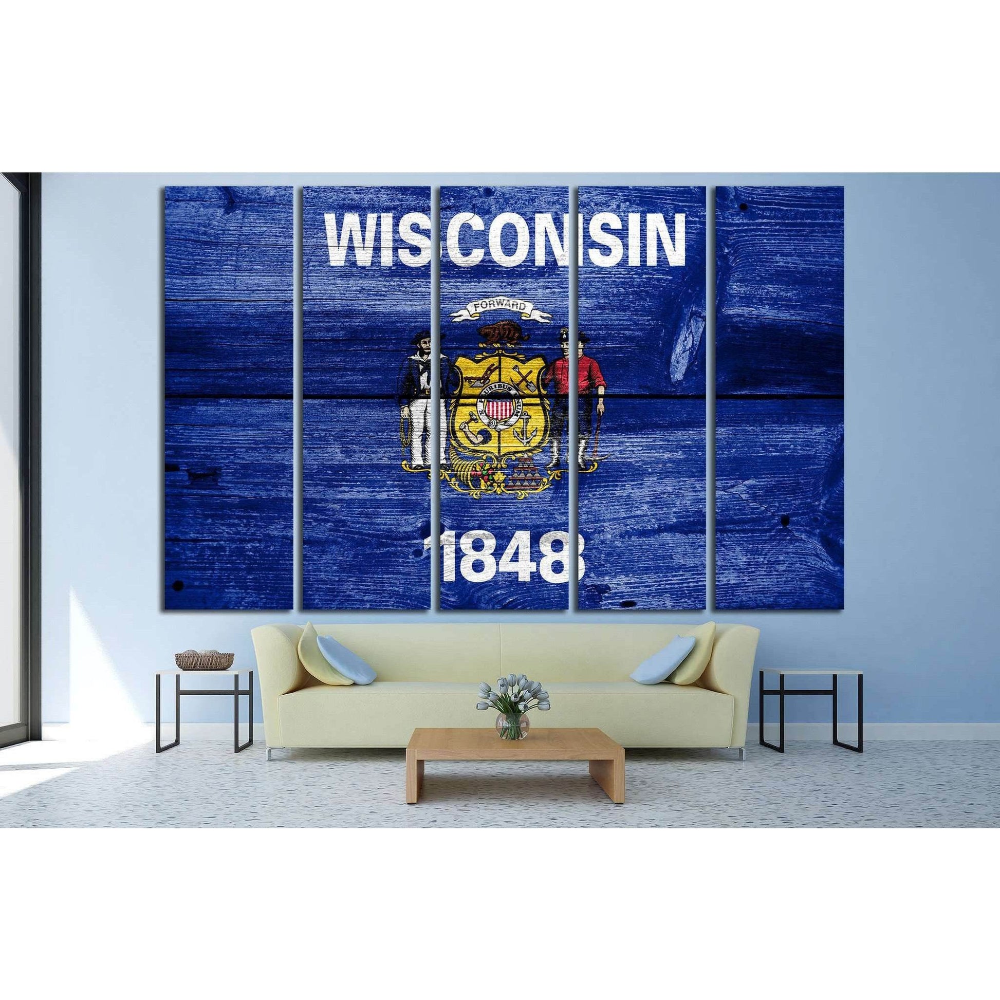 Wisconsin State Flag №697 Ready to Hang Canvas Print - Zellart Canvas Prints ALL_Products, s-697