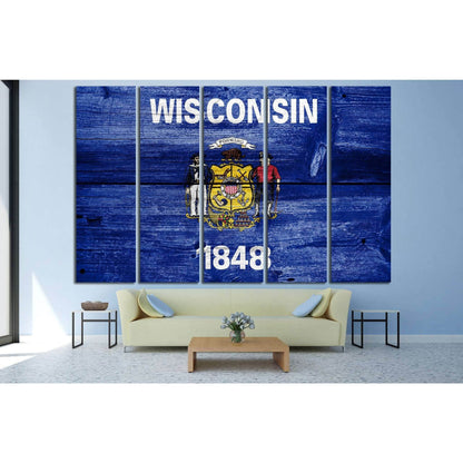 Wisconsin State Flag №697 Ready to Hang Canvas Print - Zellart Canvas Prints ALL_Products, s-697