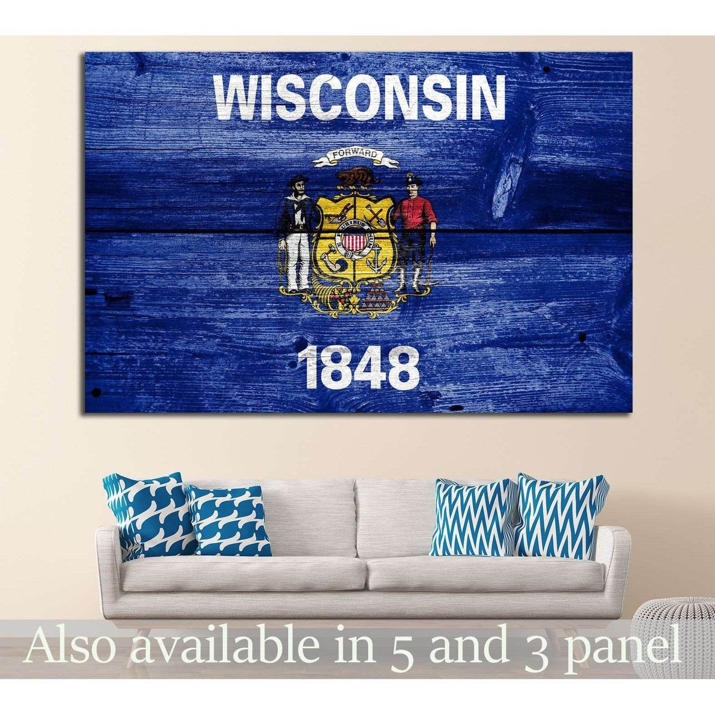 Wisconsin State Flag №697 Ready to Hang Canvas Print - Zellart Canvas Prints ALL_Products, s-697