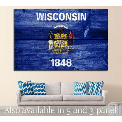 Wisconsin State Flag №697 Ready to Hang Canvas Print - Zellart Canvas Prints ALL_Products, s-697