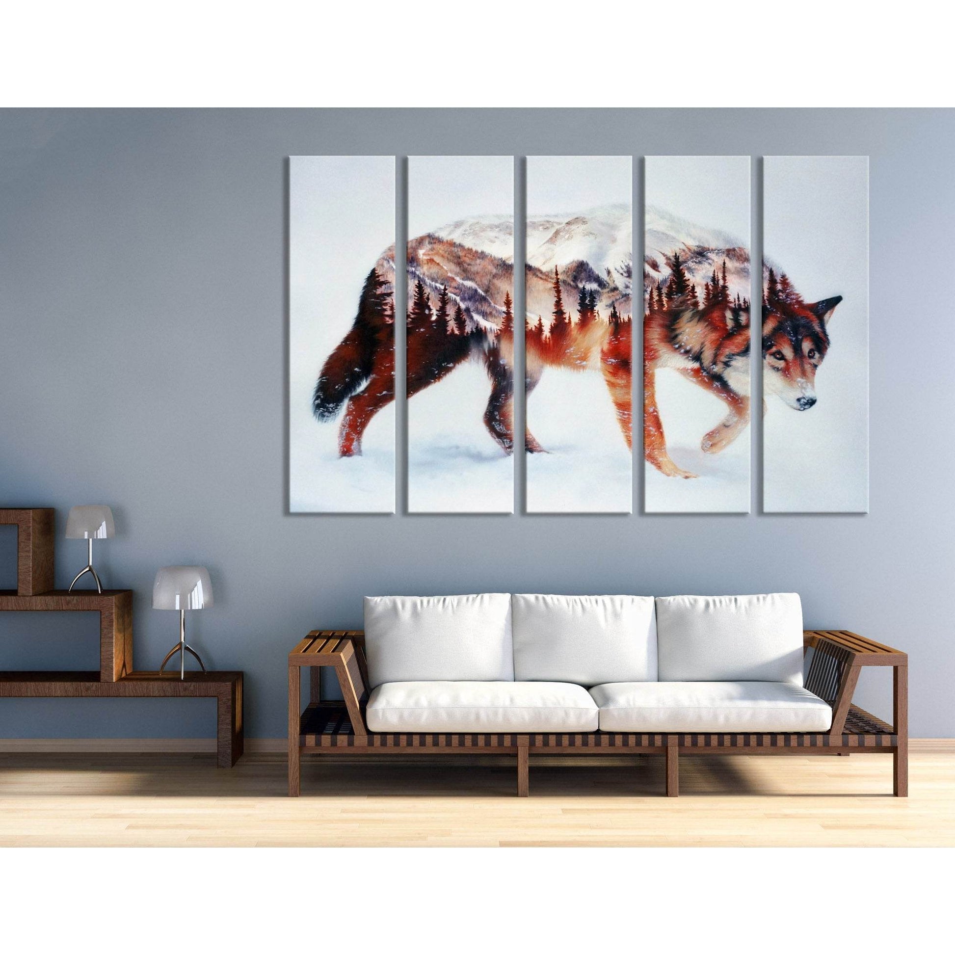 Wolf And Winter Forest Canvas Print №04200 Ready to Hang Canvas Print - Zellart Canvas Prints ALL_Products