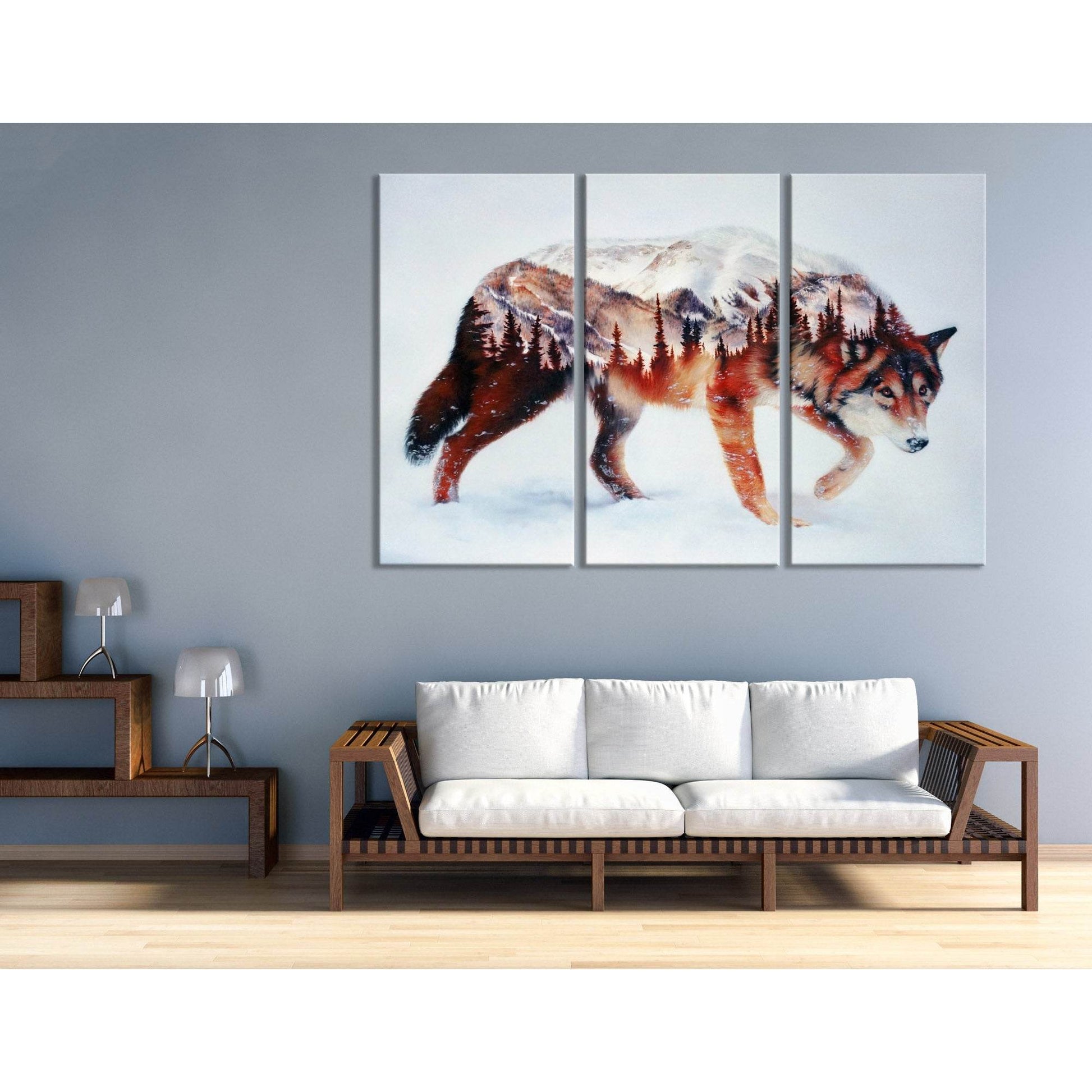 Wolf And Winter Forest Canvas Print №04200 Ready to Hang Canvas Print - Zellart Canvas Prints ALL_Products