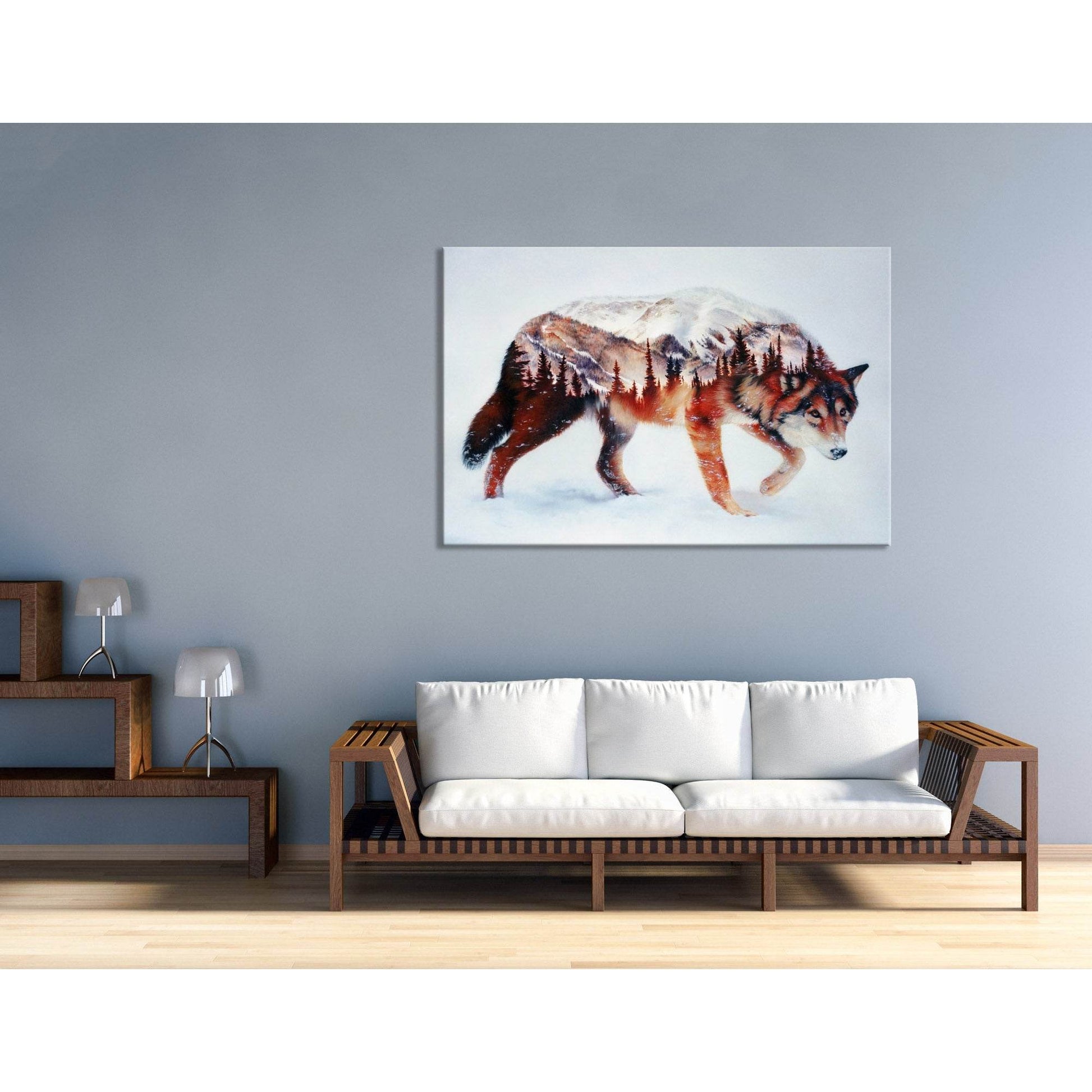 Wolf And Winter Forest Canvas Print №04200 Ready to Hang Canvas Print - Zellart Canvas Prints ALL_Products