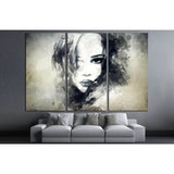 Woman face. Hand painted fashion illustration №2774 Ready to Hang Canvas Print