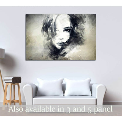 Woman face. Hand painted fashion illustration №2774 Ready to Hang Canvas Print - Zellart Canvas Prints ALL_Products, s-2774