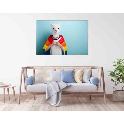 Woman hold rainbow lgbt pride flag №2154 Ready to Hang Canvas Print - Zellart Canvas Prints 2154, ALL_Products