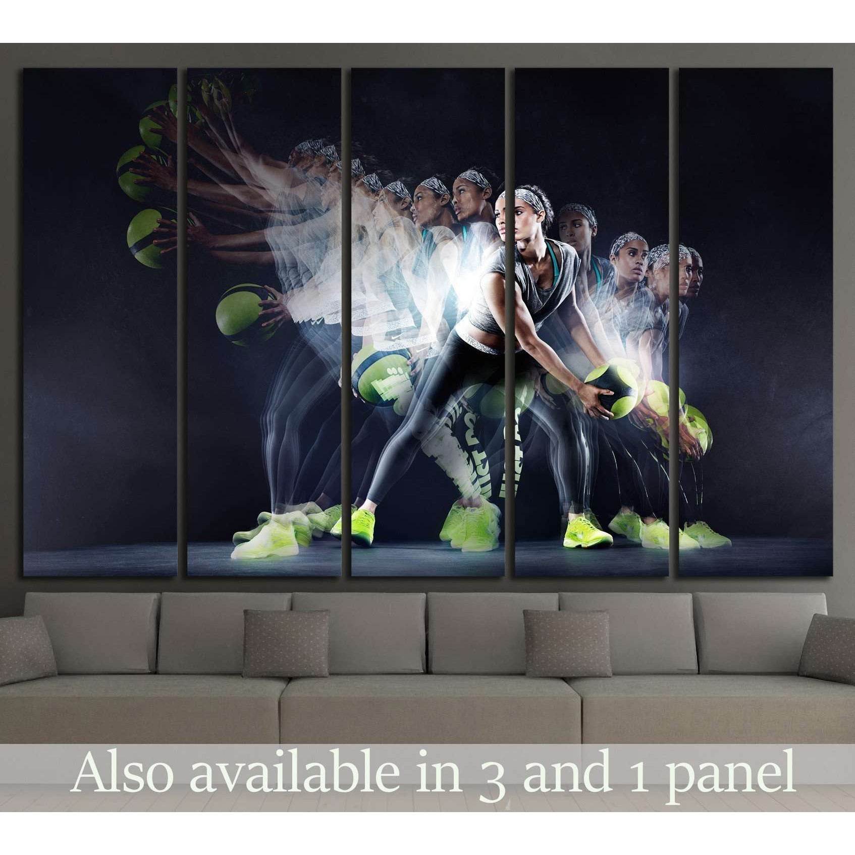 Woman Training, Basketball, Valleyball №1463 Ready to Hang Canvas Print - Zellart Canvas Prints ALL_Products, s-1463