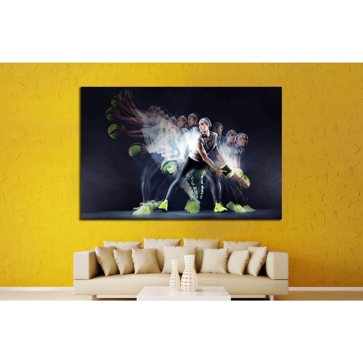 Woman Training, Basketball, Valleyball №1463 Ready to Hang Canvas PrintCanvas art arrives ready to hang, with hanging accessories included and no additional framing required. Every canvas print is hand-crafted, made on-demand at our workshop and expertly