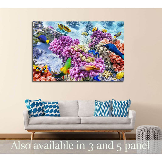Wonderful and beautiful underwater world with corals and tropical fish №3065 Ready to Hang Canvas PrintCanvas art arrives ready to hang, with hanging accessories included and no additional framing required. Every canvas print is hand-crafted, made on-dema