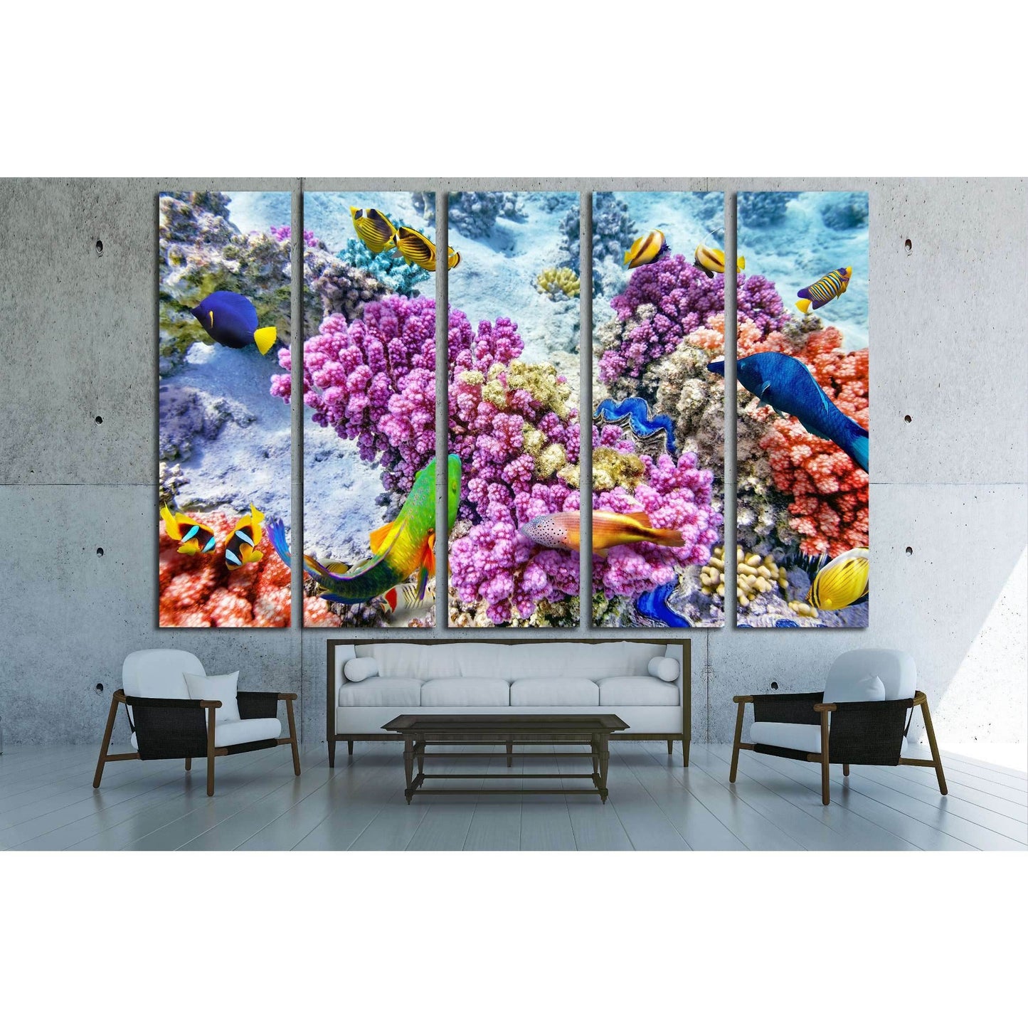 Wonderful and beautiful underwater world with corals and tropical fish №3065 Ready to Hang Canvas PrintCanvas art arrives ready to hang, with hanging accessories included and no additional framing required. Every canvas print is hand-crafted, made on-dema