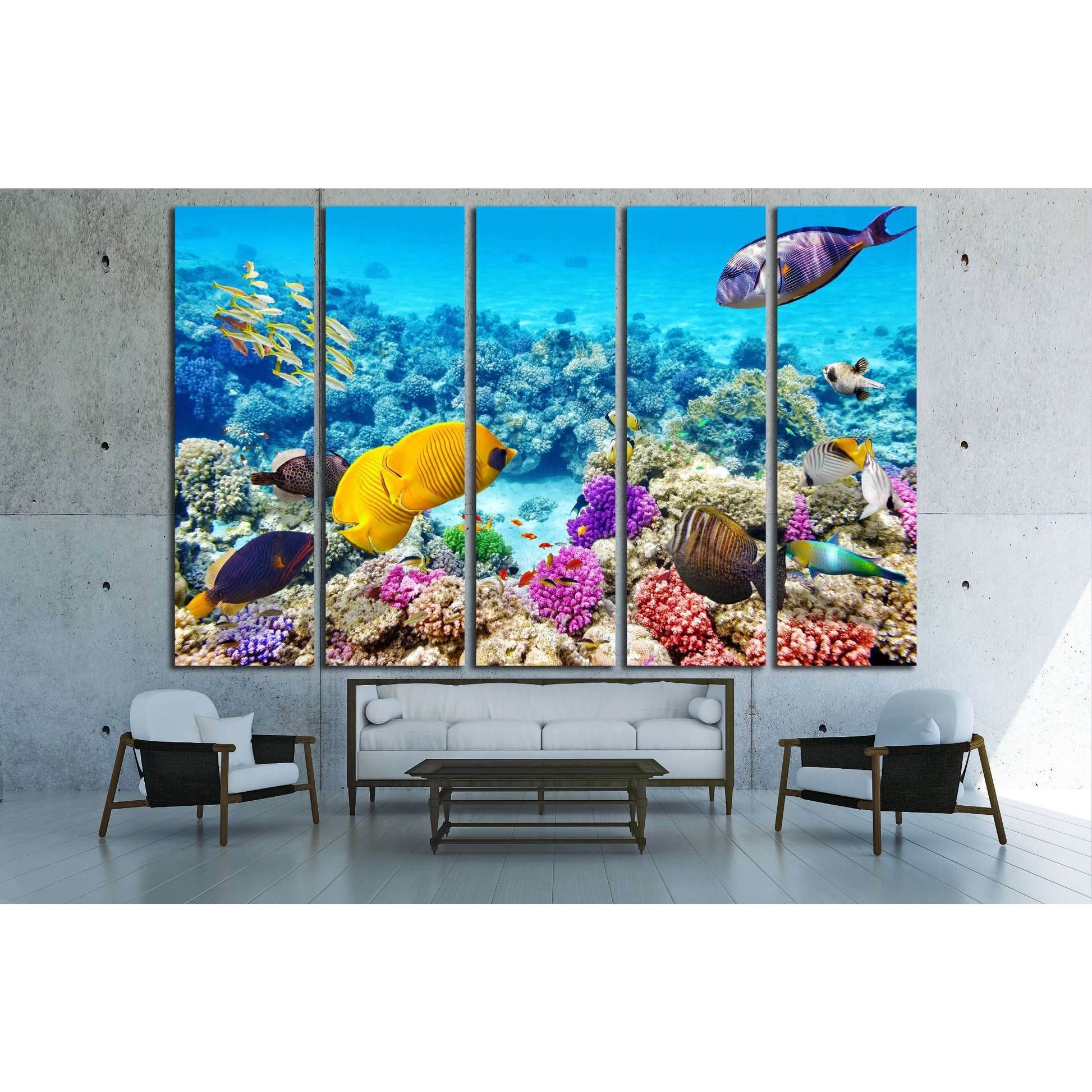 Wonderful and beautiful underwater world with corals and tropical fish №3066 Ready to Hang Canvas PrintCanvas art arrives ready to hang, with hanging accessories included and no additional framing required. Every canvas print is hand-crafted, made on-dema