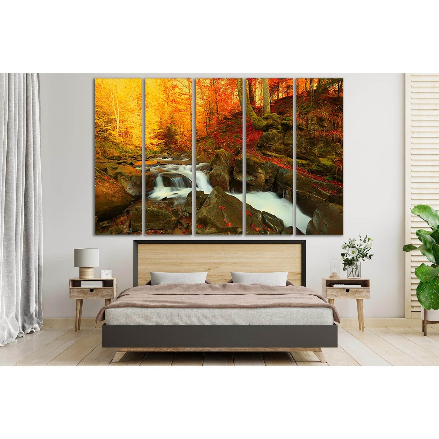 Wonderful Mountains Wallpaper Of Waterfall №SL665 Ready to Hang Canvas Print - Zellart Canvas Prints 0new, ALL_Products, Autumn Wall Art, Waterfall