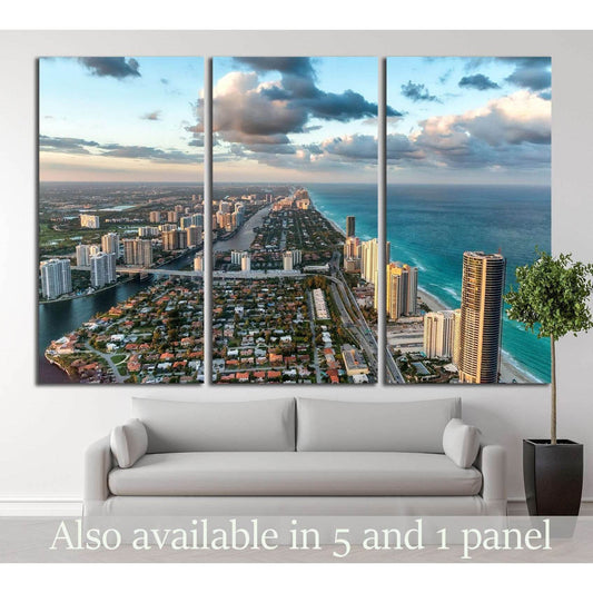 Wonderful skyline of Miami at sunset №1219 Ready to Hang Canvas Print - Zellart Canvas Prints ALL_Products, s-1219