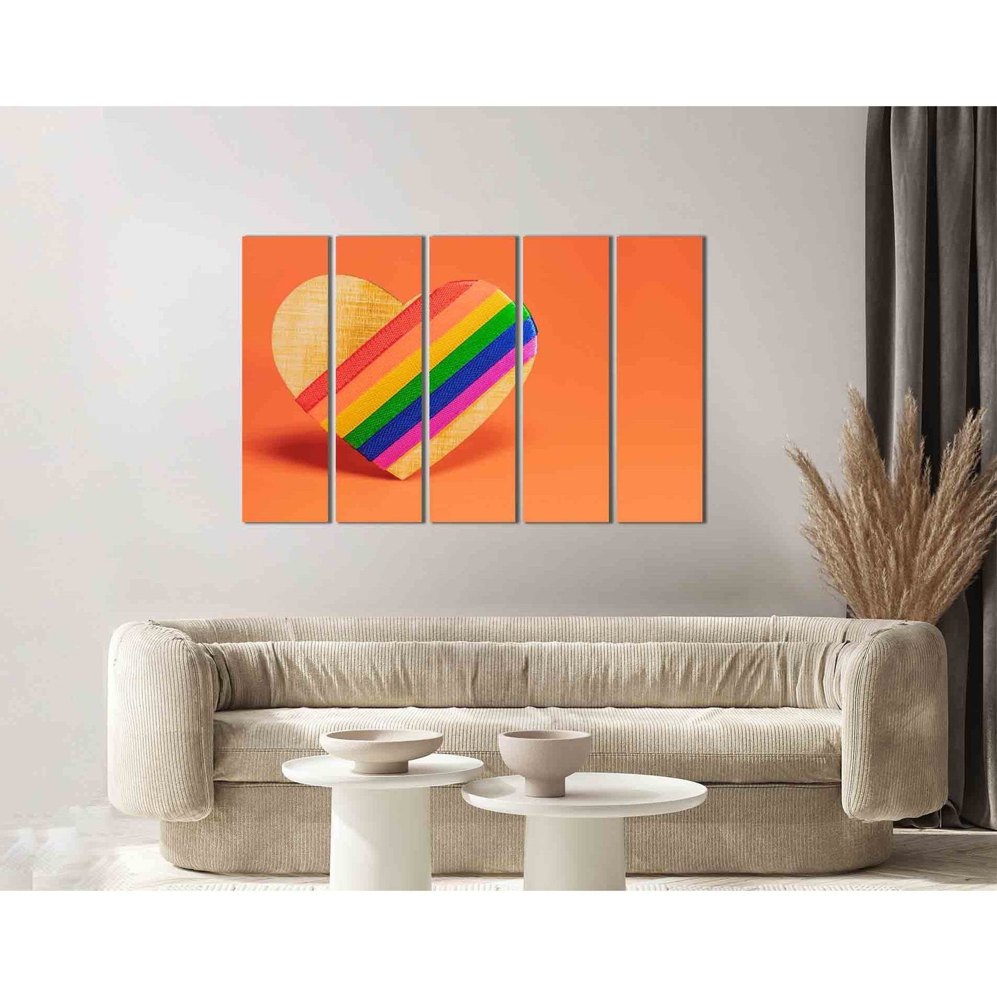 Wooden heart with LGBT rainbow №2152 Ready to Hang Canvas Print - Zellart Canvas Prints 2152, ALL_Products