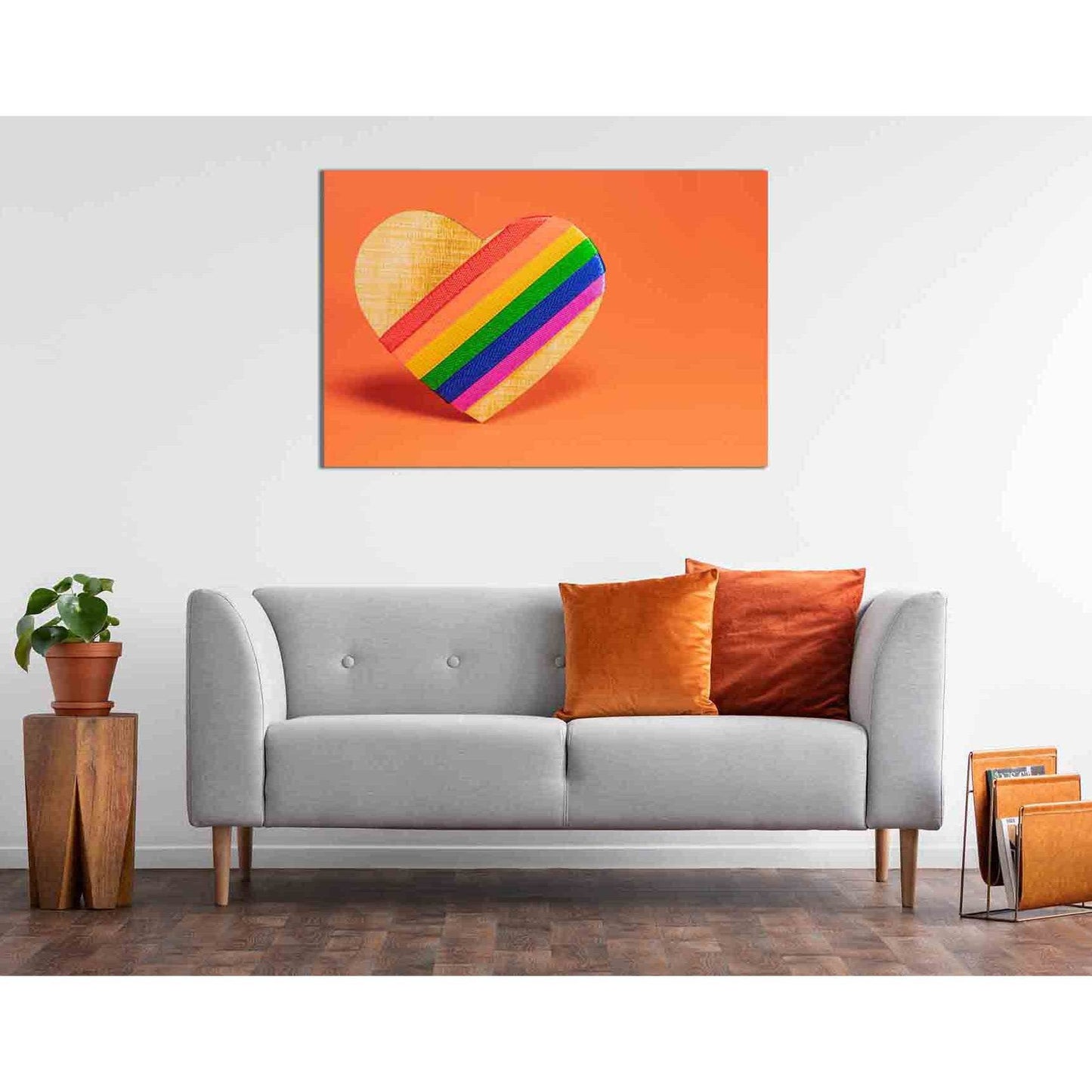 Wooden heart with LGBT rainbow №2152 Ready to Hang Canvas Print - Zellart Canvas Prints 2152, ALL_Products