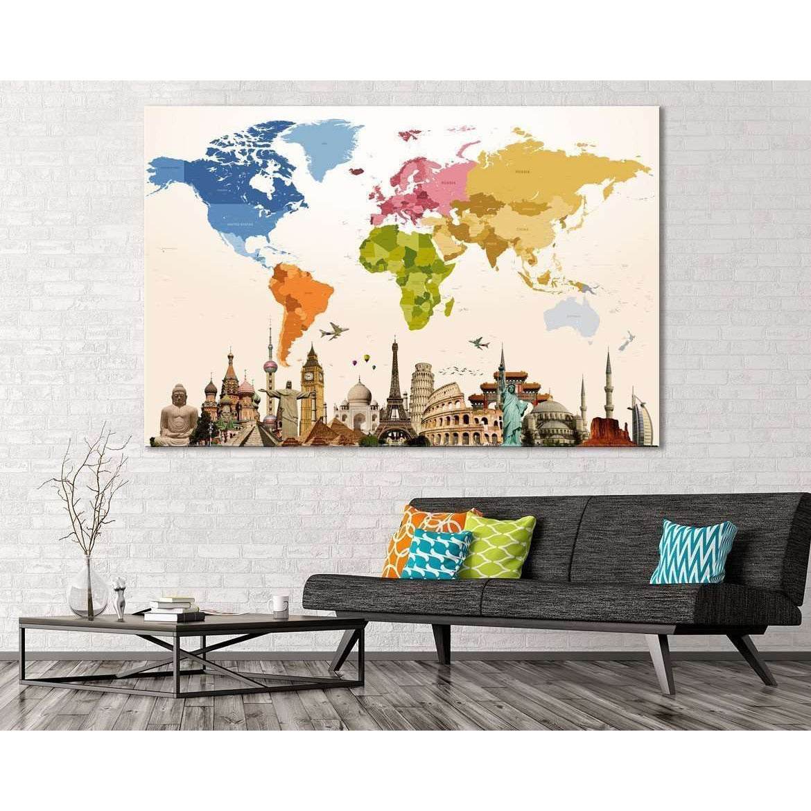 World Map №109 Ready to Hang Canvas Print - Zellart Canvas Prints ALL_Products, wd-108
