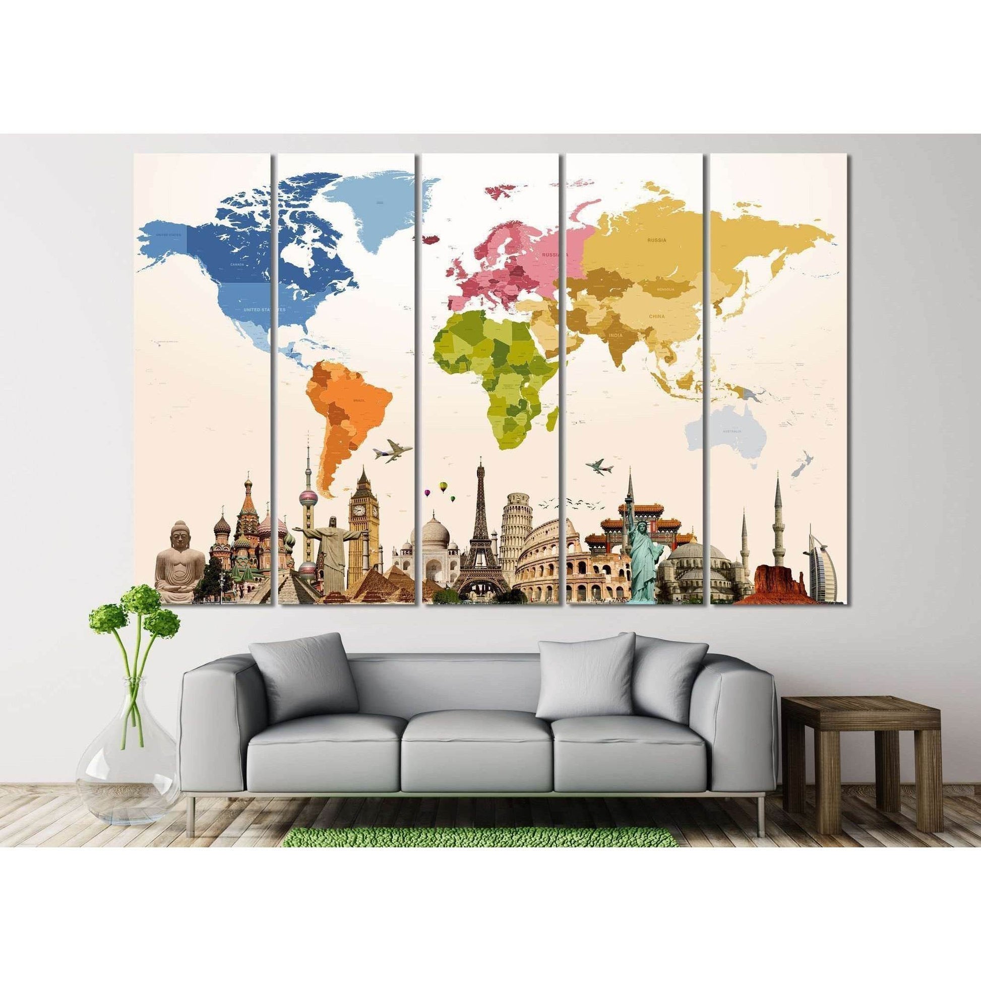 World Map №109 Ready to Hang Canvas Print - Zellart Canvas Prints ALL_Products, wd-108