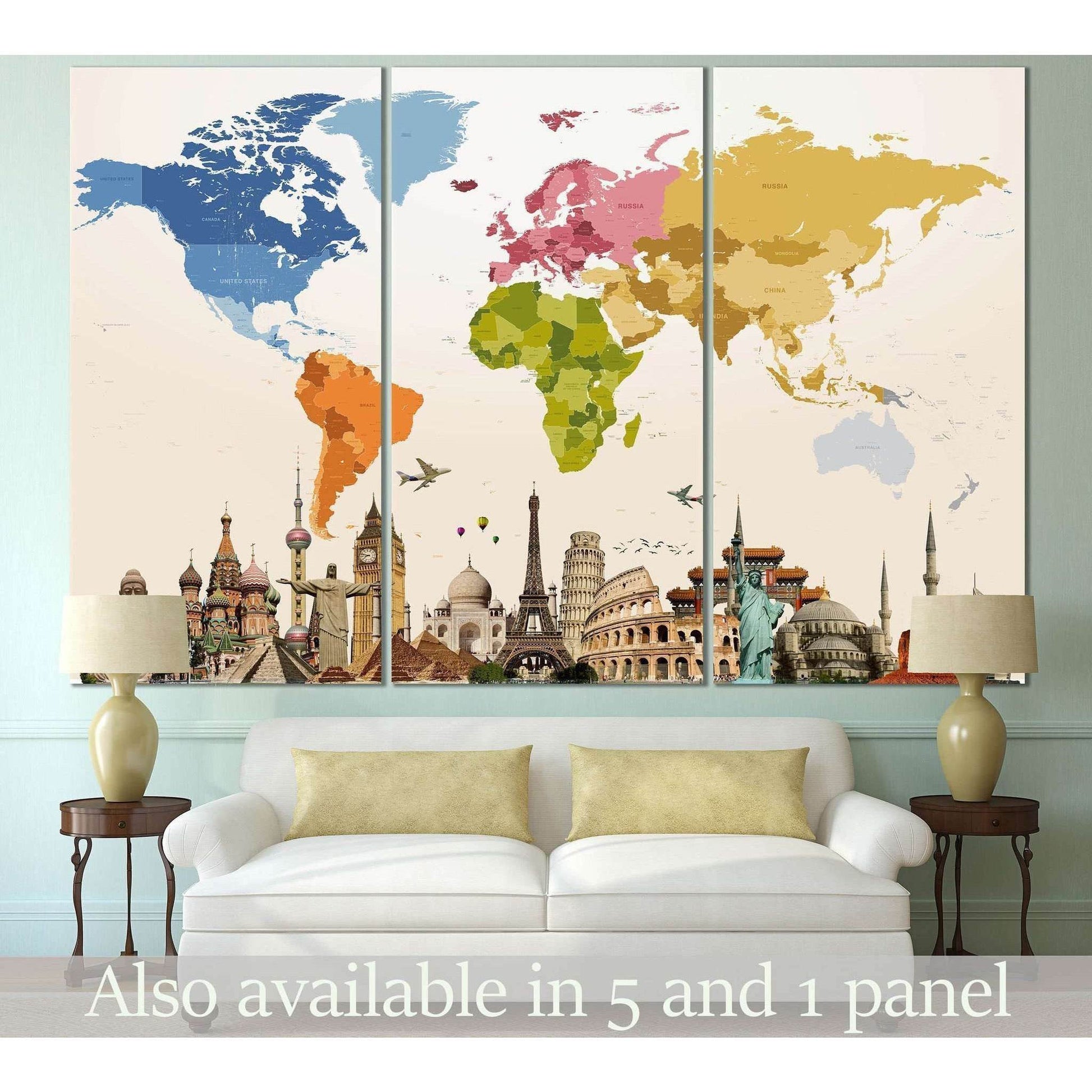 World Map №109 Ready to Hang Canvas Print - Zellart Canvas Prints ALL_Products, wd-108