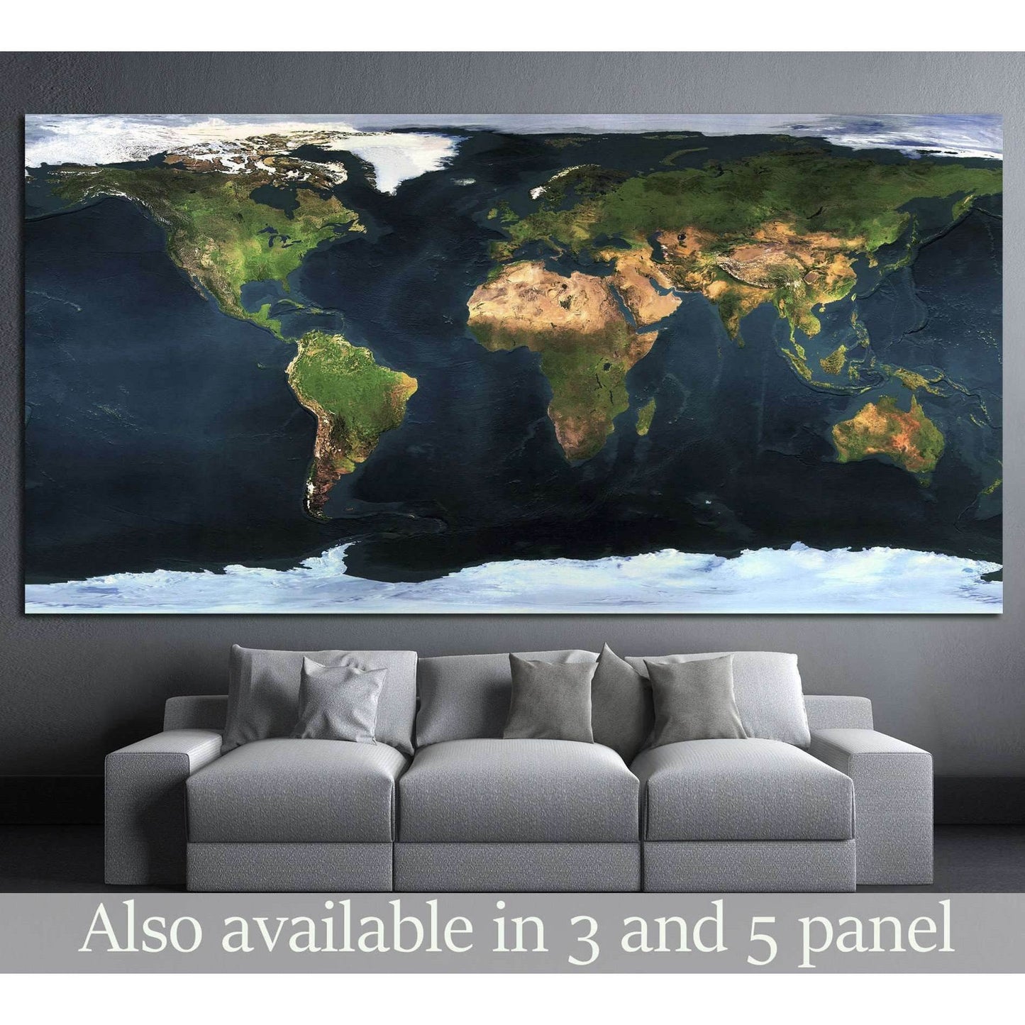 World map №1453 Ready to Hang Canvas Print - Zellart Canvas Prints ALL_Products, s-1453