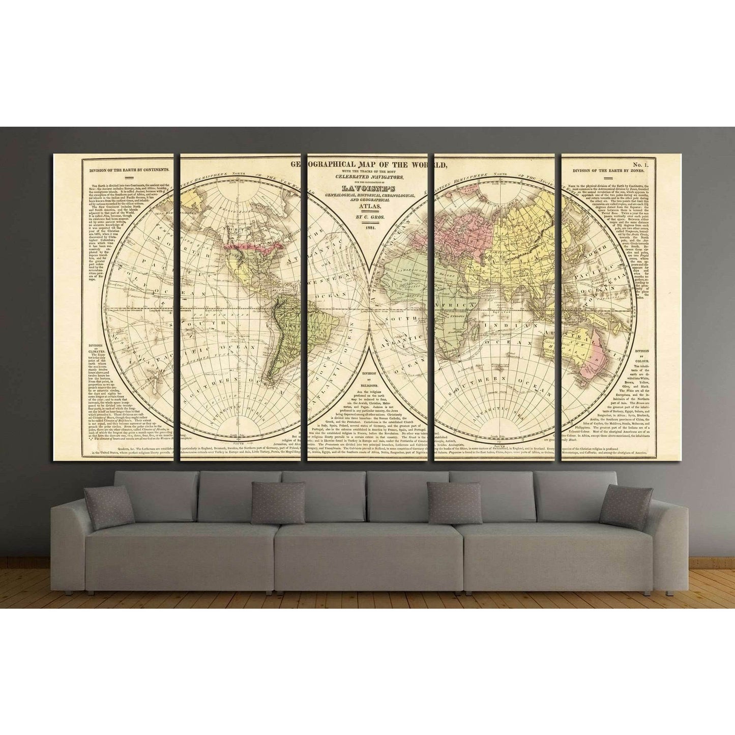World Map №1492 Ready to Hang Canvas Print - Zellart Canvas Prints ALL_Products, s-1492
