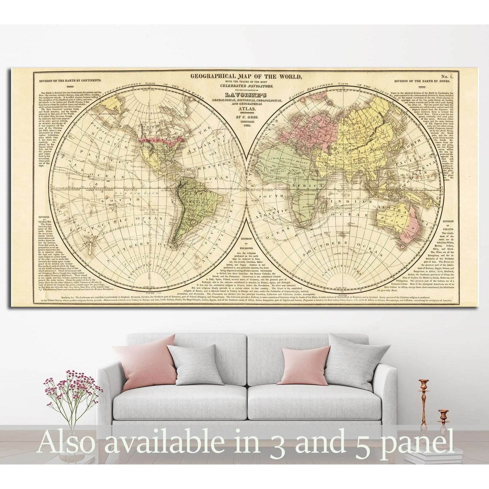 World Map №1492 Ready to Hang Canvas Print - Zellart Canvas Prints ALL_Products, s-1492