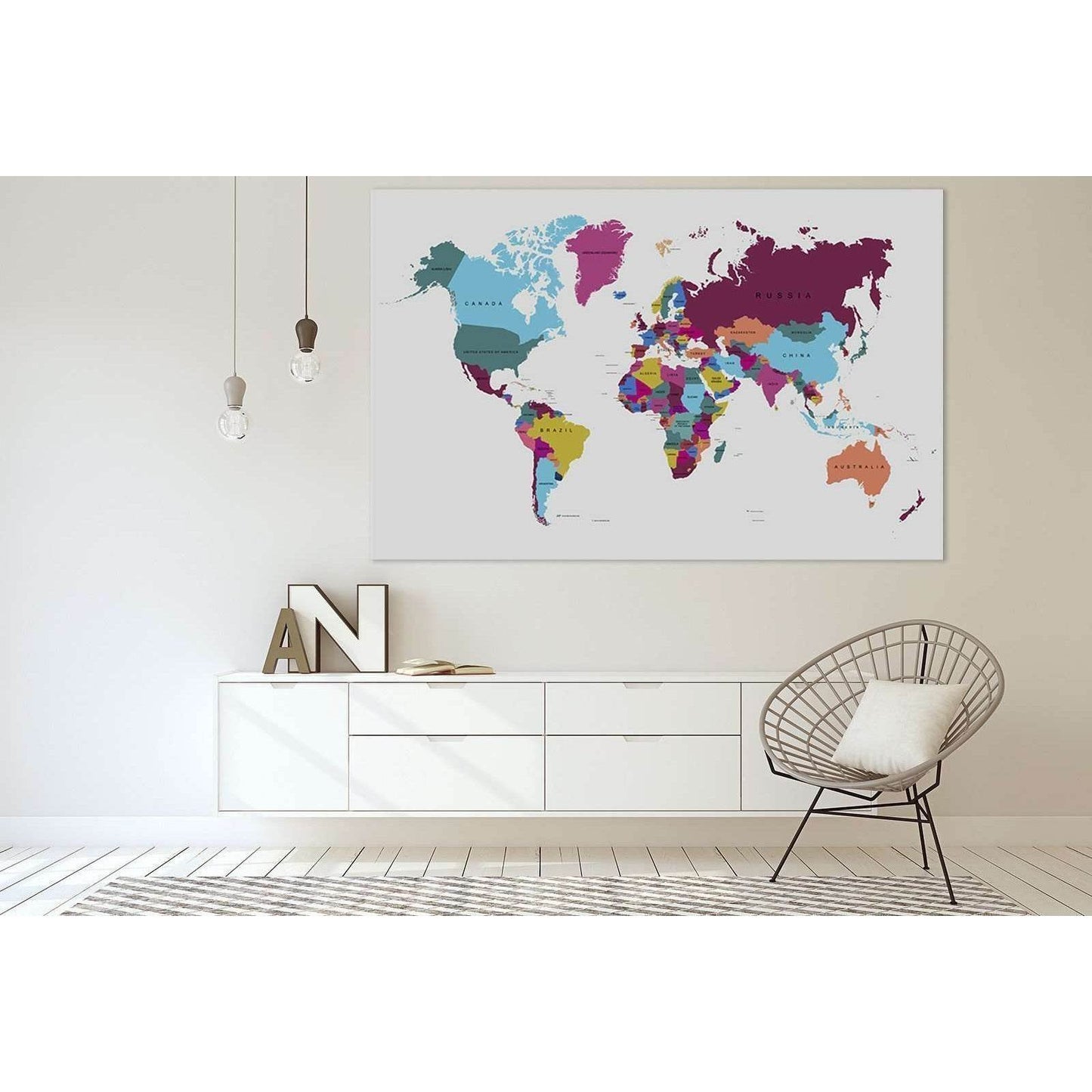 World Map №3000 Ready to Hang Canvas Print - Zellart Canvas Prints ALL_Products, z-3000