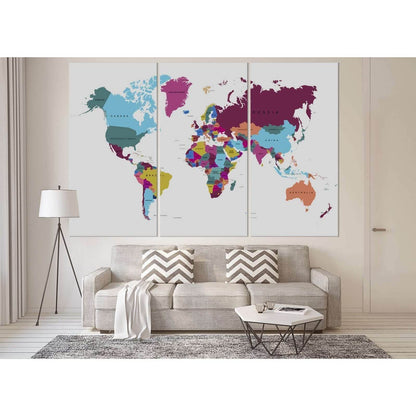 World Map №3000 Ready to Hang Canvas Print - Zellart Canvas Prints ALL_Products, z-3000