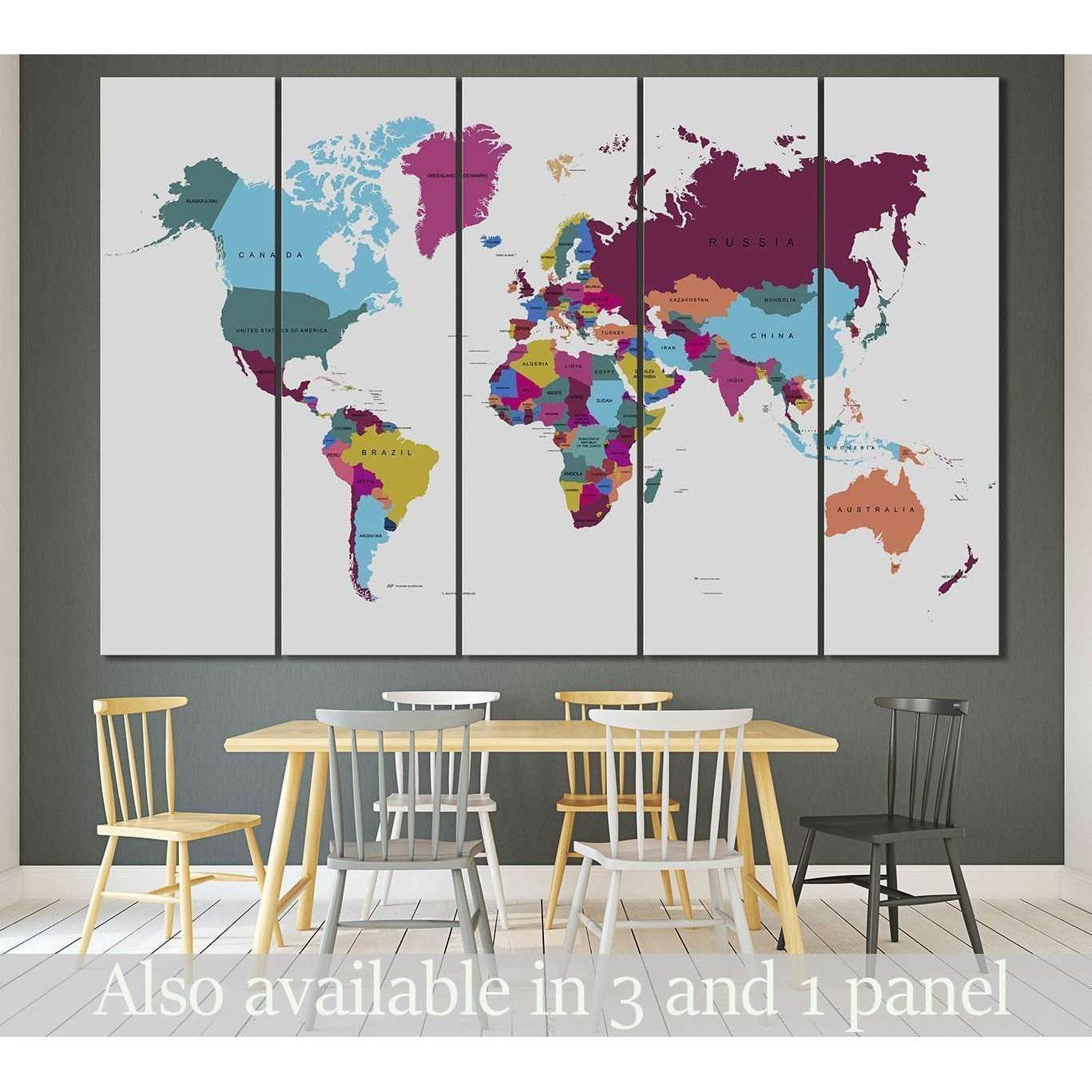 World Map №3000 Ready to Hang Canvas Print - Zellart Canvas Prints ALL_Products, z-3000