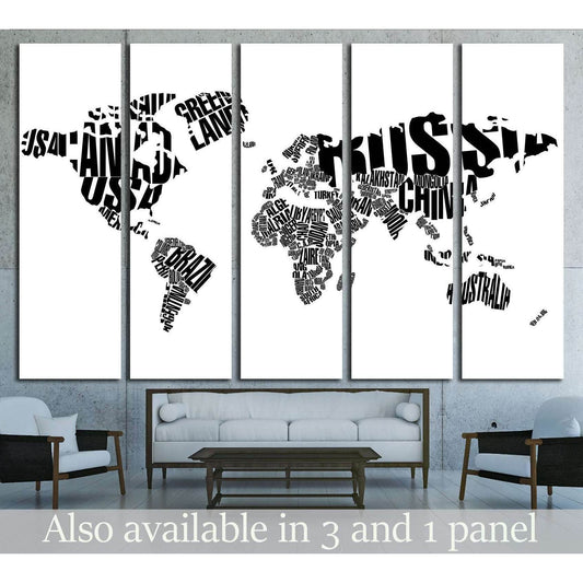 World Map in Typography №1927 Ready to Hang Canvas PrintCanvas art arrives ready to hang, with hanging accessories included and no additional framing required. Every canvas print is hand-crafted, made on-demand at our workshop and expertly stretched aroun
