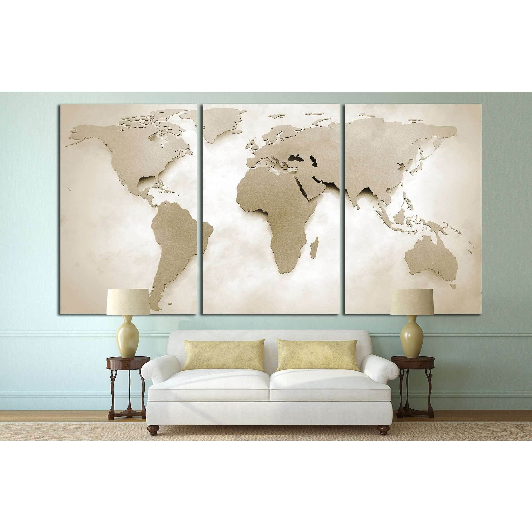 World Map №10000 Ready to Hang Canvas Print