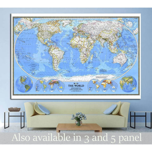World Map №1498 Ready to Hang Canvas PrintCanvas art arrives ready to hang, with hanging accessories included and no additional framing required. Every canvas print is hand-crafted, made on-demand at our workshop and expertly stretched around 100% North A