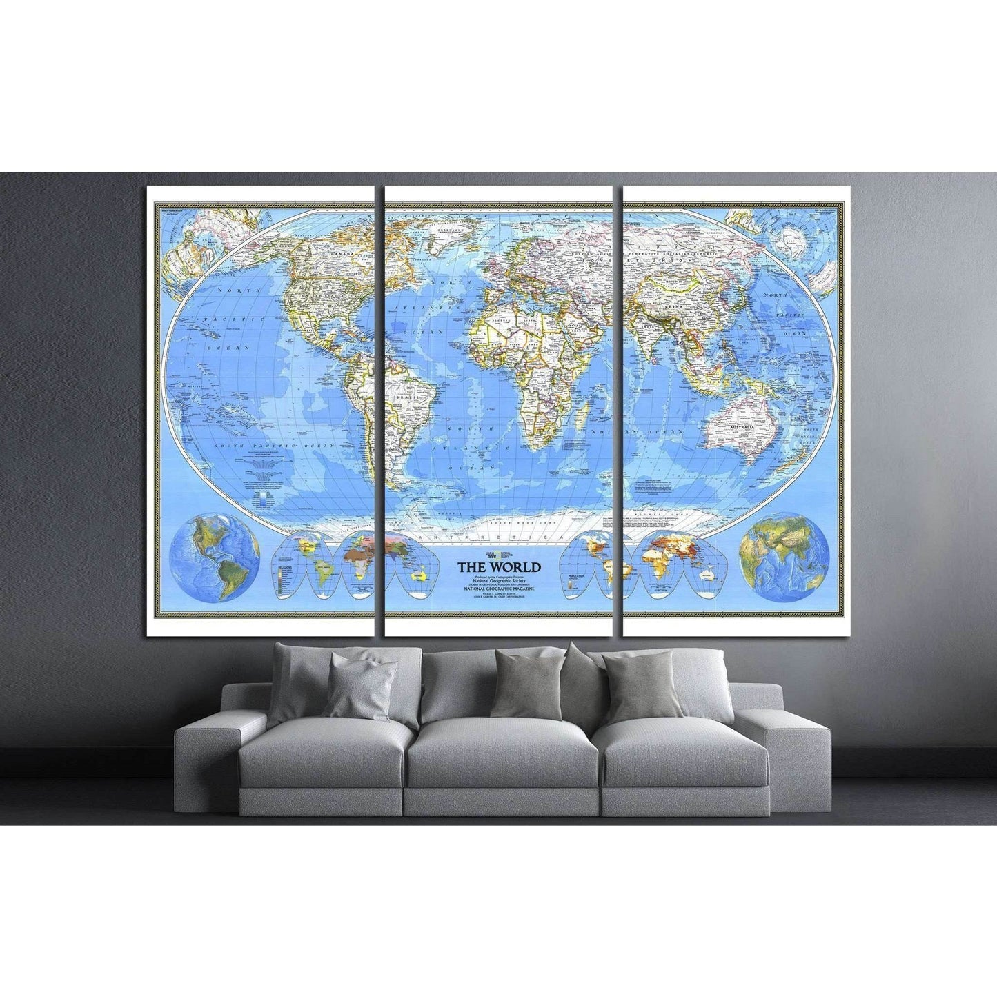 World Map №1498 Ready to Hang Canvas PrintCanvas art arrives ready to hang, with hanging accessories included and no additional framing required. Every canvas print is hand-crafted, made on-demand at our workshop and expertly stretched around 100% North A