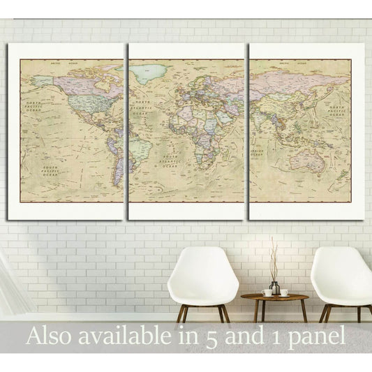 World Map №1501 Ready to Hang Canvas PrintCanvas art arrives ready to hang, with hanging accessories included and no additional framing required. Every canvas print is hand-crafted, made on-demand at our workshop and expertly stretched around 100% North A