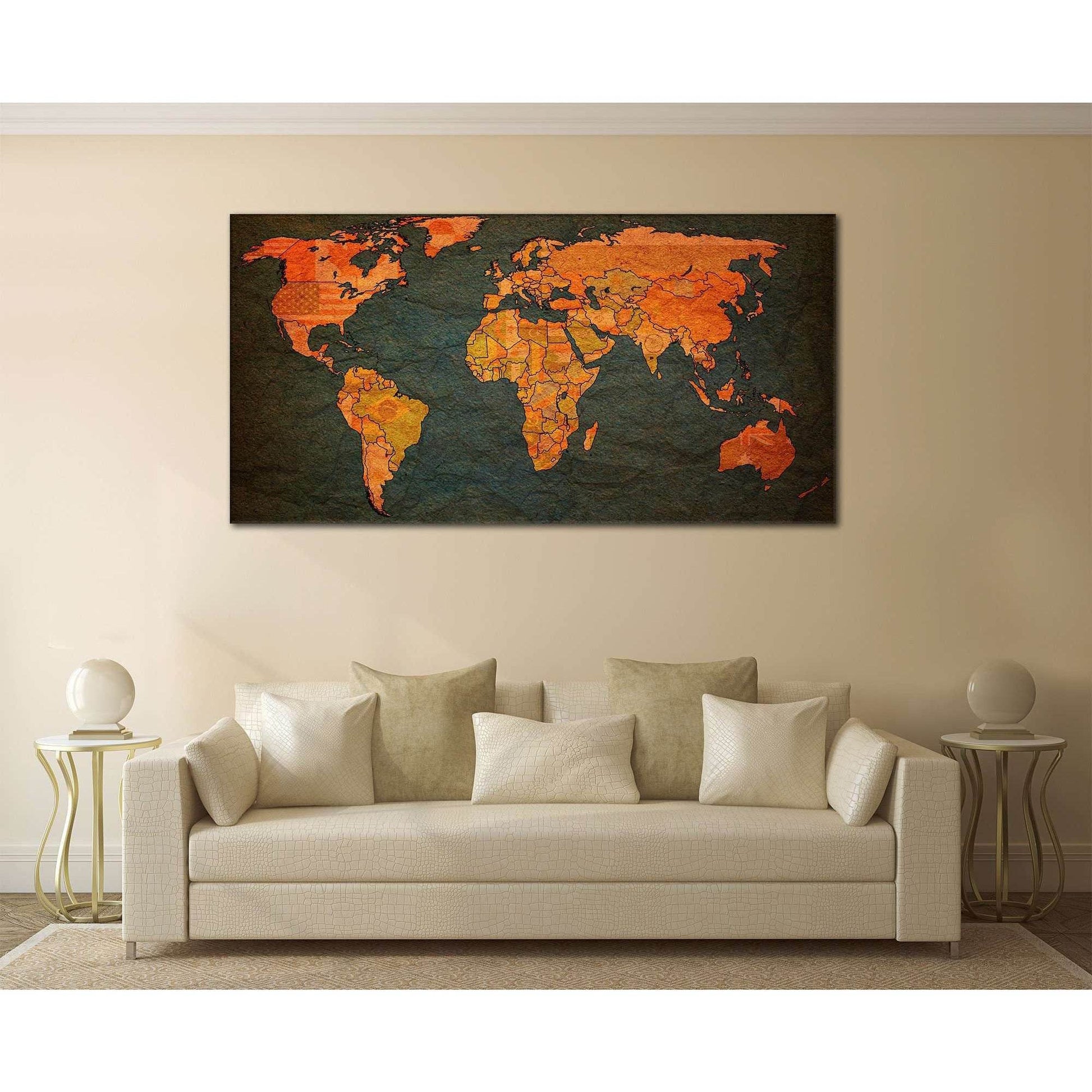 World Map №798 Ready to Hang Canvas PrintCanvas art arrives ready to hang, with hanging accessories included and no additional framing required. Every canvas print is hand-crafted, made on-demand at our workshop and expertly stretched around 100% North Am