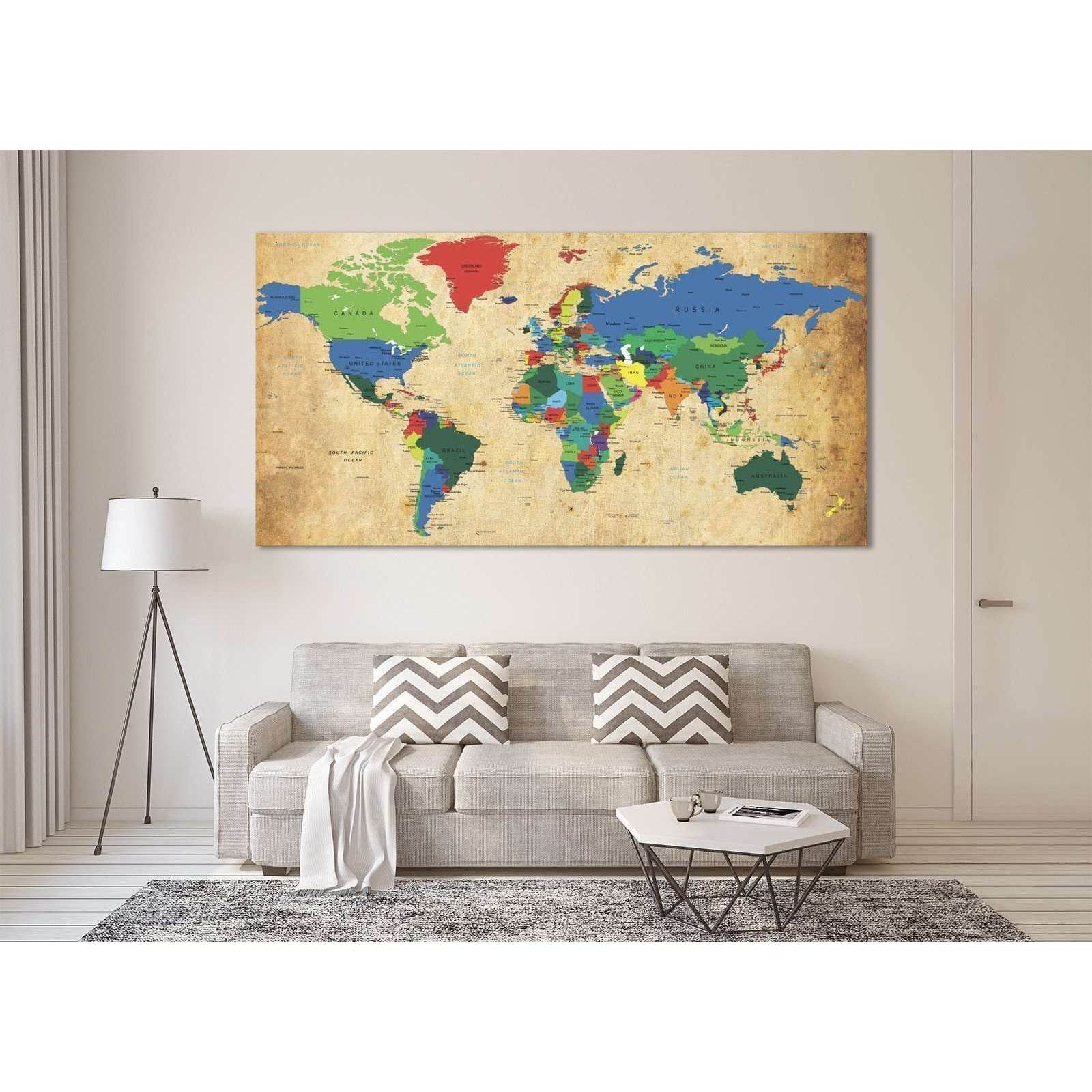 World Map №873 Ready to Hang Canvas Print