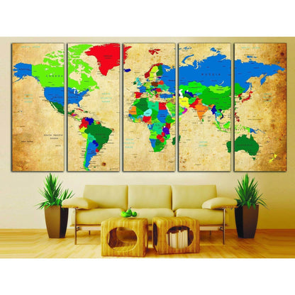 World Map №873 Ready to Hang Canvas PrintCanvas art arrives ready to hang, with hanging accessories included and no additional framing required. Every canvas print is hand-crafted, made on-demand at our workshop and expertly stretched around 100% North Am