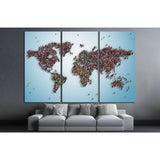 world map with bluish background №1325 Ready to Hang Canvas Print