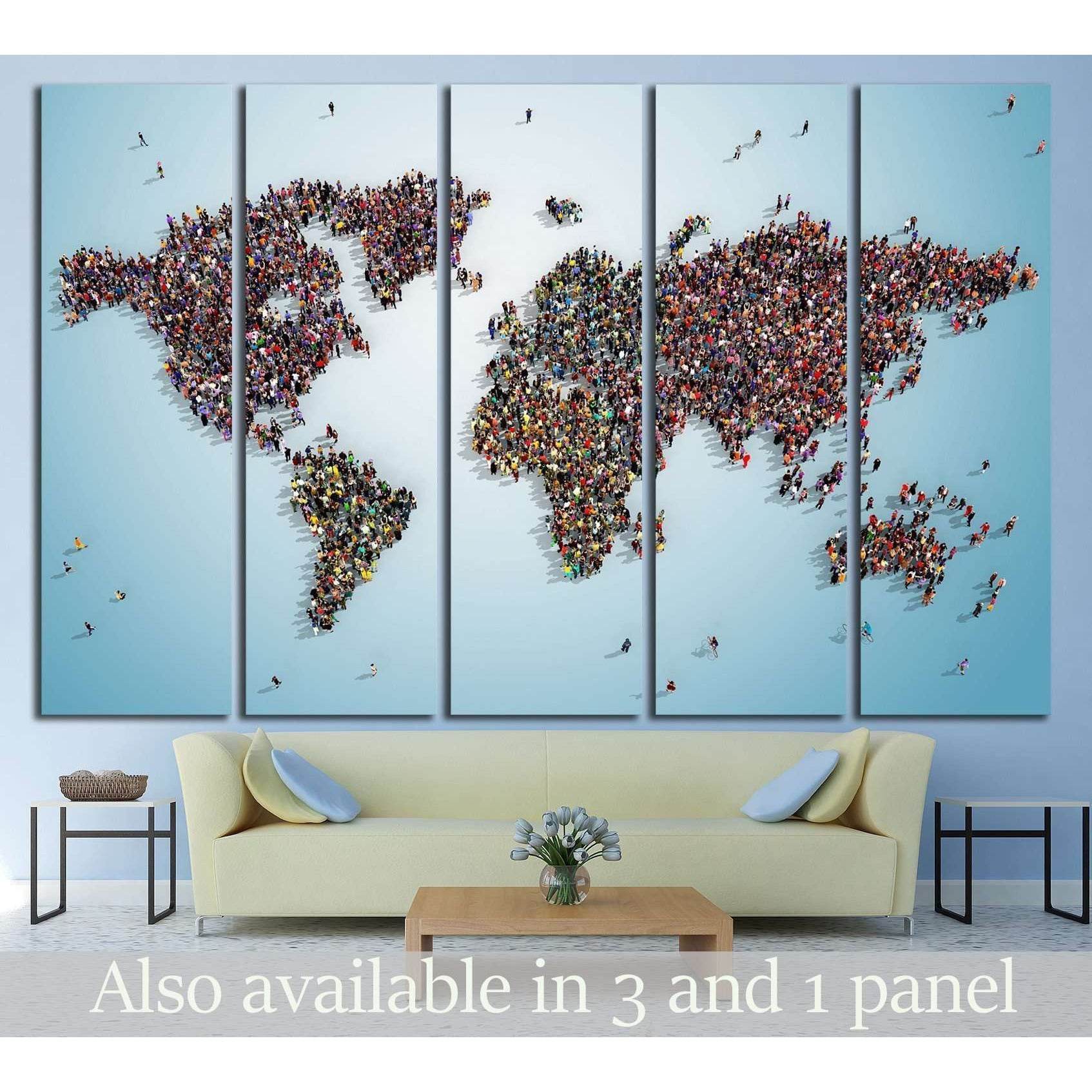 world map with bluish background №1325 Ready to Hang Canvas Print
