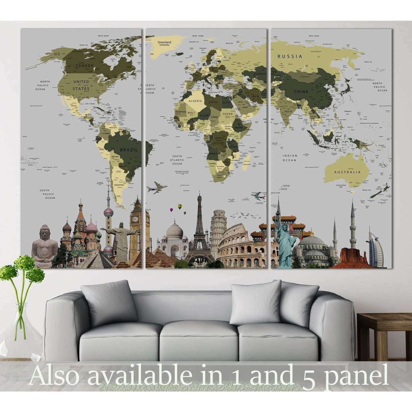 World Map With Landmarks №107 Ready to Hang Canvas PrintCanvas art arrives ready to hang, with hanging accessories included and no additional framing required. Every canvas print is hand-crafted, made on-demand at our workshop and expertly stretched aroun