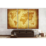 world map with Latitude on vintage pattern №1322 Ready to Hang Canvas Print