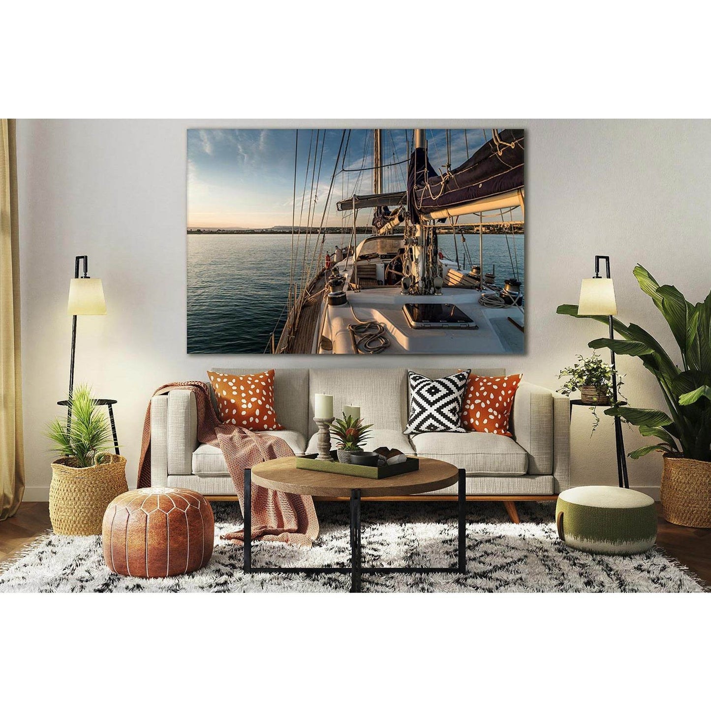 Yacht In The Sea №SL786 Ready to Hang Canvas Print - Zellart Canvas Prints 0new, ALL_Products, Engine, Engines Wall Art