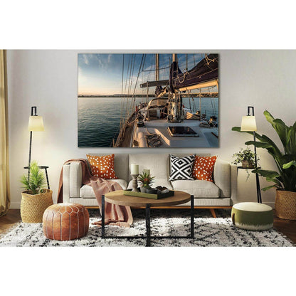Yacht In The Sea №SL786 Ready to Hang Canvas Print - Zellart Canvas Prints 0new, ALL_Products, Engine, Engines Wall Art