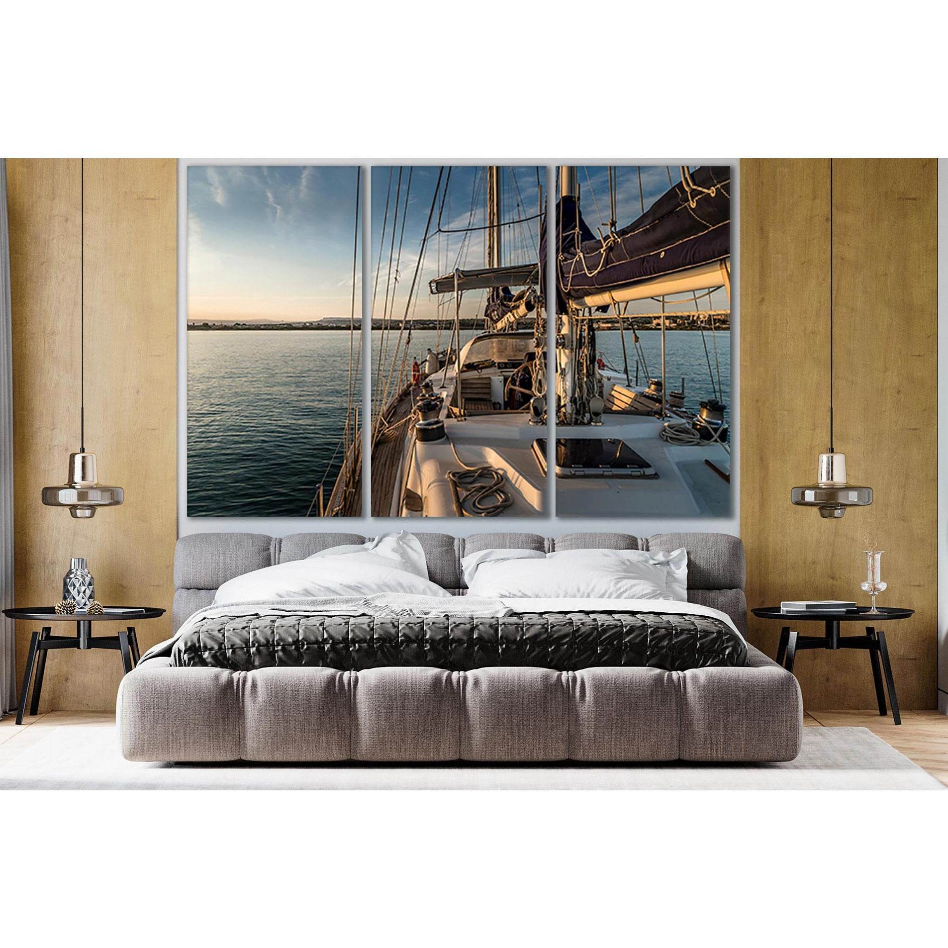 Yacht In The Sea №SL786 Ready to Hang Canvas Print - Zellart Canvas Prints 0new, ALL_Products, Engine, Engines Wall Art