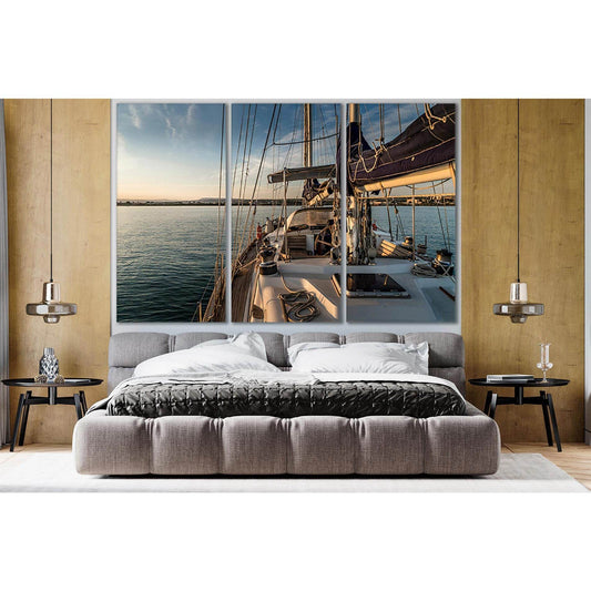Yacht In The Sea №SL786 Ready to Hang Canvas Print - Zellart Canvas Prints 0new, ALL_Products, Engine, Engines Wall Art